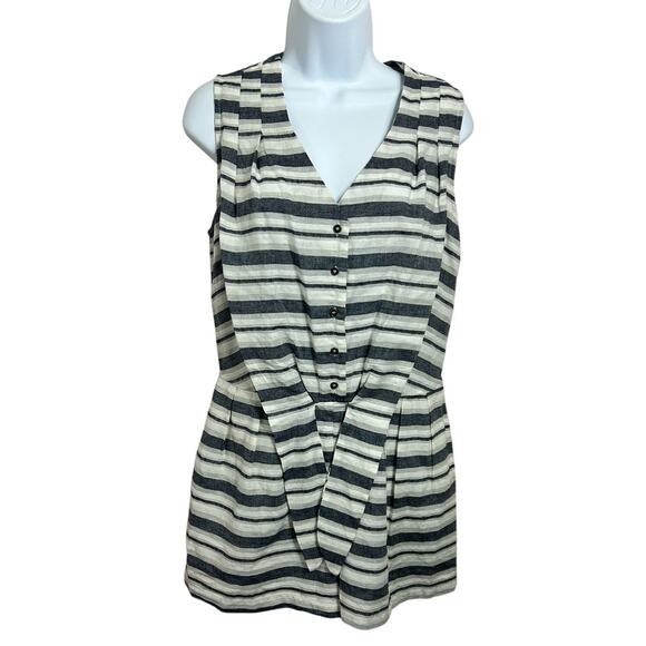 Forever 21 Contemporary Shorts Romper Sz XS Sleeveless Striped V-Neck Blue Gray - Picture 6 of 6